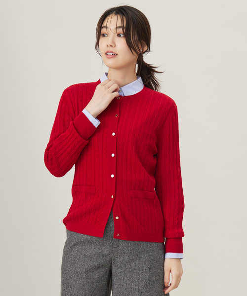 【洗える】KNIT BASIC クルーネック カーディガン