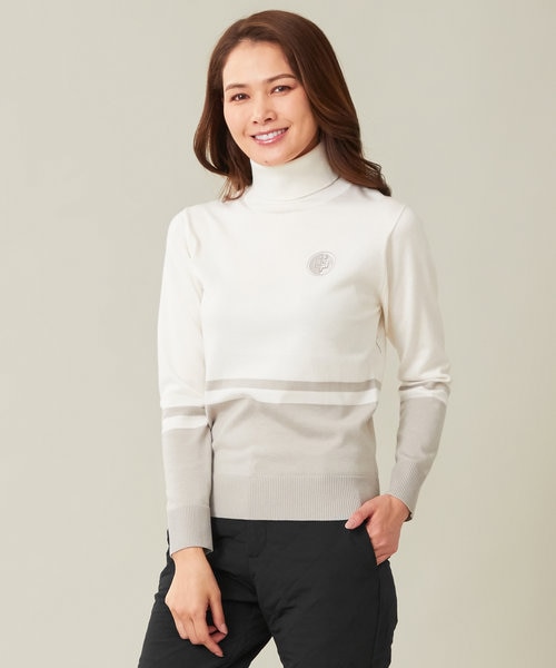 ２３区GOLFレディースセーター セール】 【WOMEN】ロゴスポーツニット イージーケア （ニット