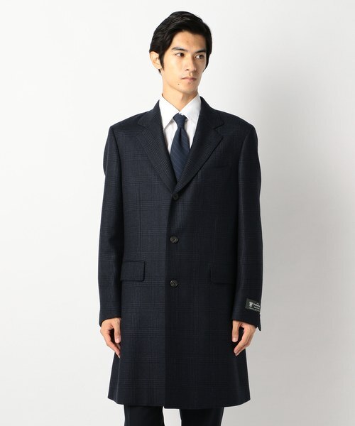 最高品質 Dormeuil グレンチェック ネイビー チェスターコート 五大陸 コ タイリク の通販 Mall