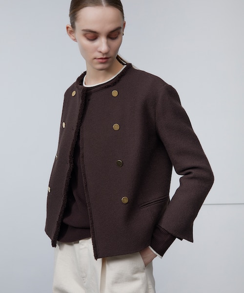 BEIGE MILLAM ショートジャケットツイードベイジ