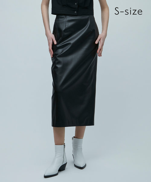 S-size】DUPHOT / フェイクレザースカート | BEIGE,（ベイジ）の通販