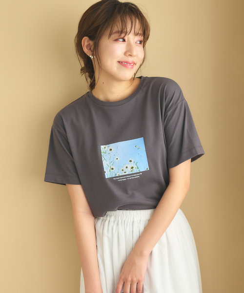 フラワーフォトプリント Tシャツ