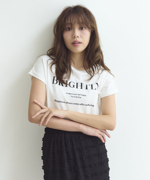 フレンチスリーブロゴプリント Tシャツ