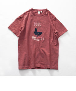 【BARNS OUTFITTERS】別注 吊り編みTシャツ GOOD MORNING ニワトリ