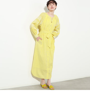 【ne Quittez pas/ヌキテパ】COTTON STRIPE EMB DRESS