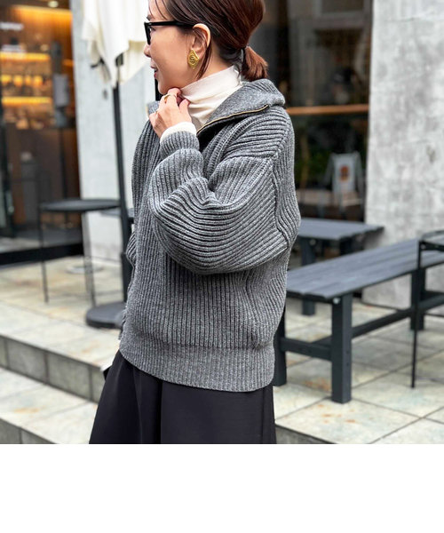 【OLDDERBY KNITWEAR】リブZIPプルオーバーニット