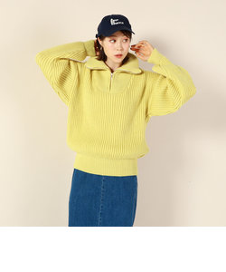 【OLDDERBY KNITWEAR】リブZIPプルオーバーニット