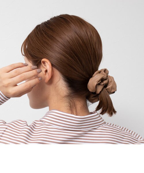 シュシュ ヘアゴム クリア/ブラウン/べっ甲風 べっ甲風ポニーフック