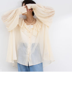 【crinkle crinkle crinkle/クリンクル クリンクル クリンクル】sheer cotton flare blouse