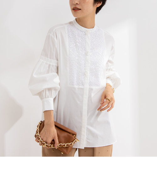 【MARILYN MOON/マリリーンムーン】fringe beads volume sleeve blouse