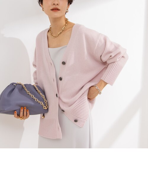 ◇【WEB限定】カシミヤブレンド長めVネックカーディガン(スコッチ釦  