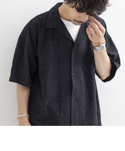 【GLOSTER/グロスター】ジャガード柄バティック オープンカラーシャツ 開襟シャツ