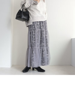 【3WAY】レオパード＋チュールレイヤードスカート