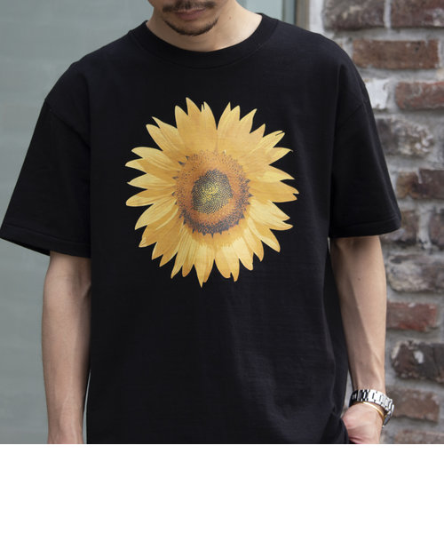 90s アートTシャツ ひまわり　向日葵汚れ小穴等は7枚目以降の写真で