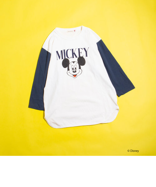 【GOOD ROCK SPEED/グッドロックスピード】別注ミッキー / プリント ベースボールTシャツ 7分袖 / MICKEY