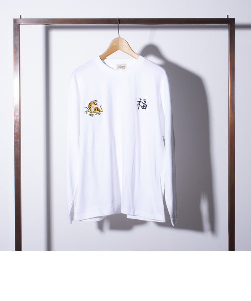 【限定展開】【GLOSTER/グロスター】タイガー刺繍 クルーネック ベト ロンT 長袖Tシャツ