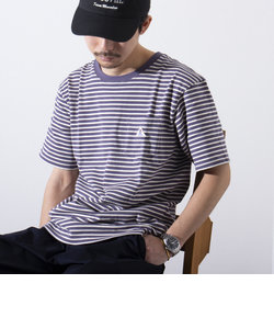 【GEVACO/ゲバコ】クルーネック ボーダーTシャツ ワンポイントロゴ ポケT