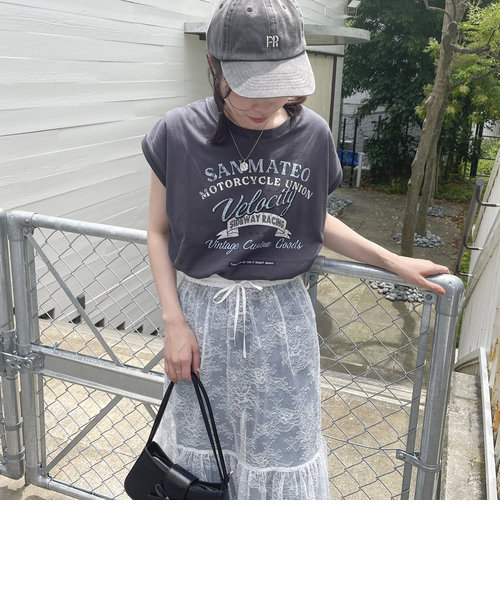 フレンチスリーブプリントTシャツ