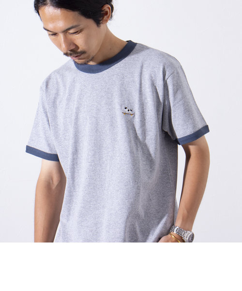 【GLOSTER/グロスター】オープンエンド フレンチブルドッグ刺繍 ワンポイントTシャツ
