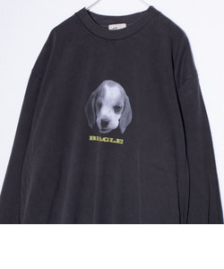 【GLOSTER/グロスター】DOG&CAT 犬猫プリント ピグメント プリントロンT 長袖Tシャツ