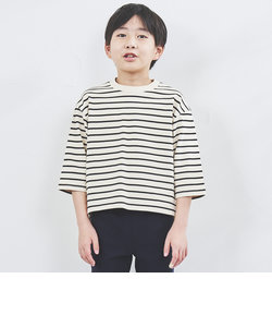 【coen キッズ/ジュニア】ボーダーボックス8分袖Tシャツ（WEB限定サイズ）