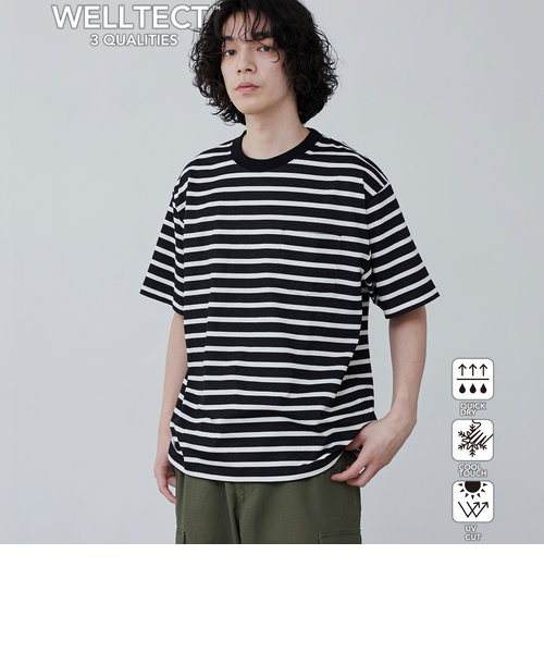 【WELLTECT】ボーダークルーネックTシャツ
