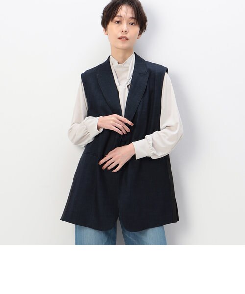 TALLサイズ 〕 【セットアップ対応】デニム調スラブストレッチ ジレ