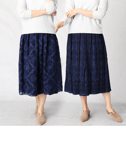 【リバーシブル】菱形のカットジャカードとアラベスク柄のスカート