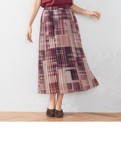 【セットアップ対応】 モザイクチェックプリントプリーツスカート