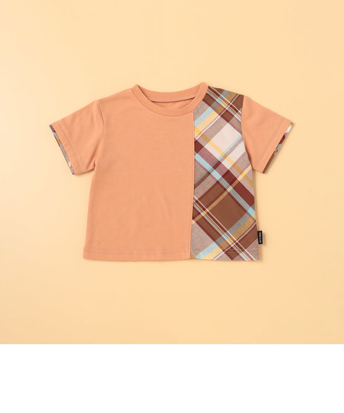 マドラスチェック使い　半袖Tシャツ(80・90cm)