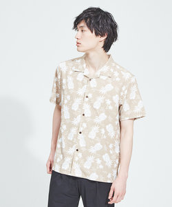【展開店舗限定】パイナップル柄オープンカラー半袖シャツ