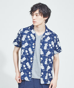 【展開店舗限定】パイナップル柄オープンカラー半袖シャツ