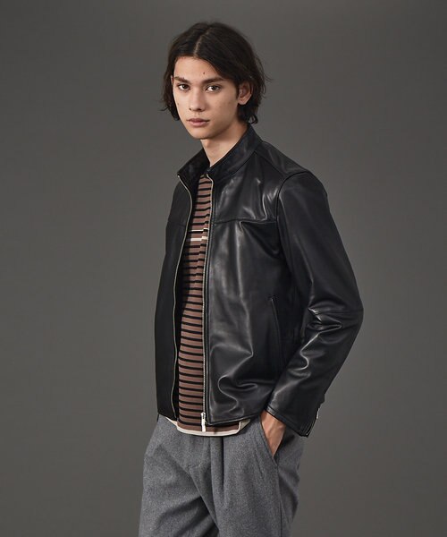 アバハウス ライダースジャケット 羊革 M シングルライダース ナロウカラーラムレザー ブルゾン ⁄ シングルライダース