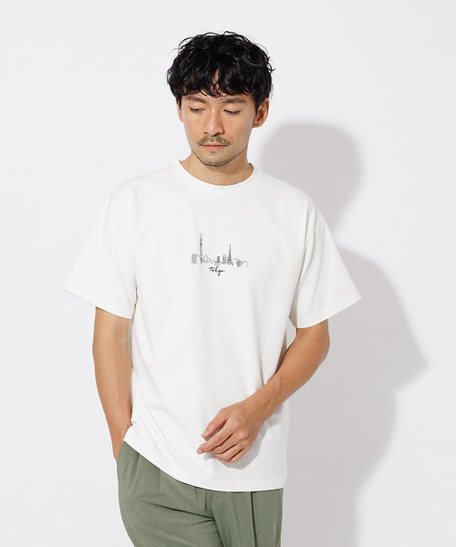 【CITY】刺繍 ポンチ 半袖 Tシャツ