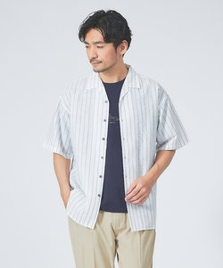【ナチュラルリネン】オープンカラー 半袖シャツ