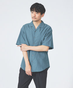 【ナチュラルリネン】オープンカラー 半袖シャツ
