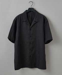 フレンチリネンオープンカラー半袖シャツ