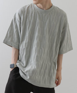 5分袖ジャガードTシャツ / オーバーサイズ 
