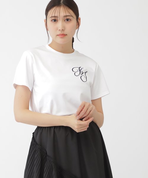 フロッキーエンブレムプリントTシャツ