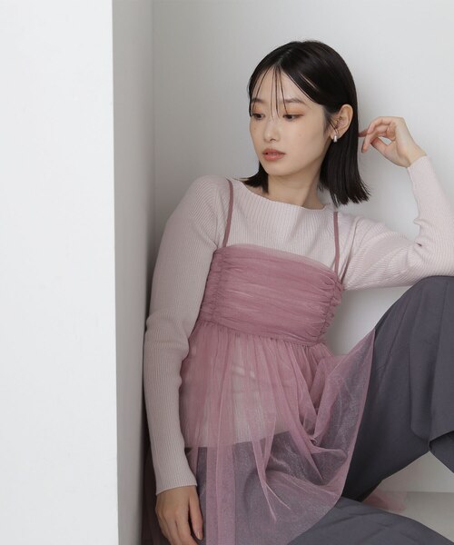 23区　麻　リネン 七分袖　チュニックブラウス　プルオーバー ピンク　40 23区麻リネン 七分袖チュニックブラウスプルオーバー ピンク40