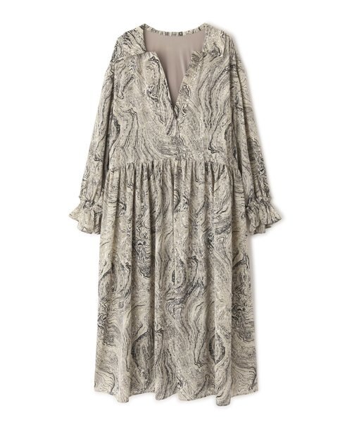 マーブルプリントスキッパーギャザーワンピース Free S Mart フリーズマート の通販 Mall