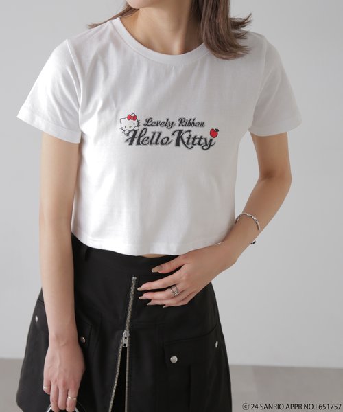 ＜ハローキティコラボ＞プリントショート丈Tシャツ