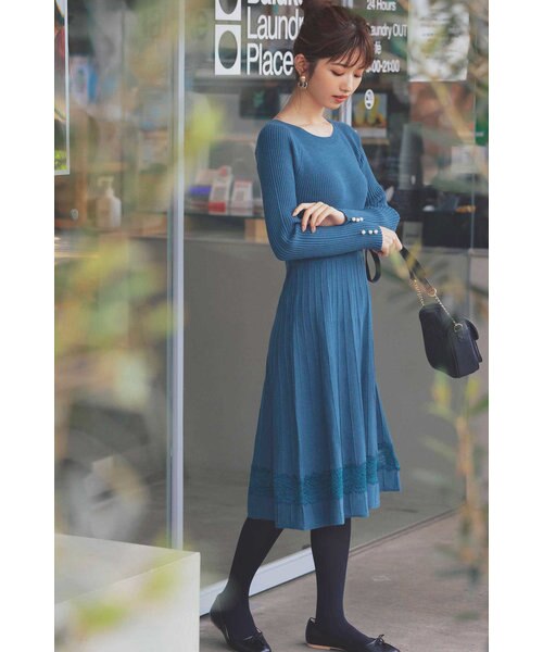 レーストリミングプリーツニットワンピース Proportion Body Dressing プロポーションボディドレッシング の通販 Mall