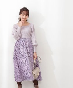 《美人百花12月号掲載商品》ベルベットフラワーオパールスカート