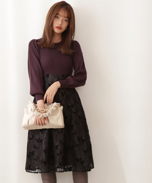 美人百花10月号掲載 ジャガードフラワーニットドッキングワンピ Proportion Body Dressing フ ロポーションボディドレッシング の通販 Mall