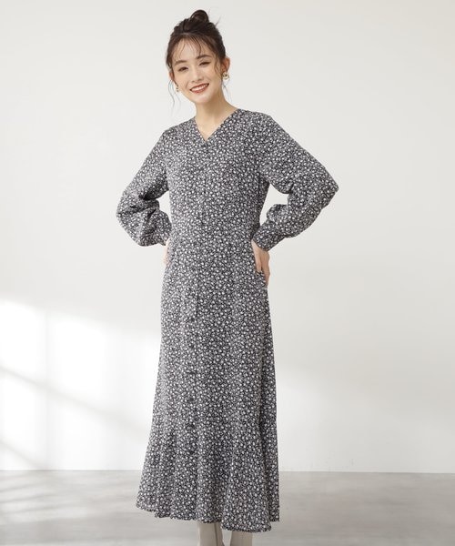 バイカラー小花プリントマキシワンピース S Size Line N Natural Beauty Basic エヌドット ナチュラルビューティーベーシック の通販 Mall