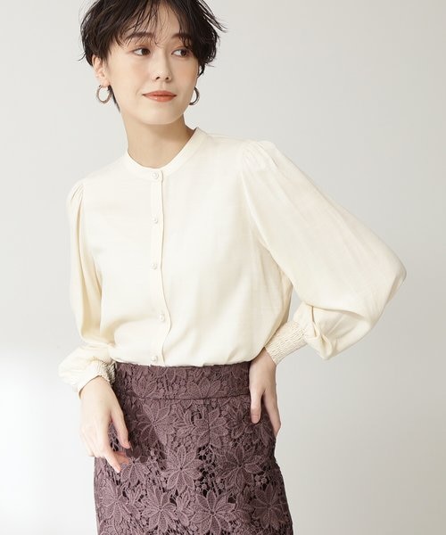 パール釦パフスリーブ長袖ブラウス | N. NATURAL BEAUTY BASIC 