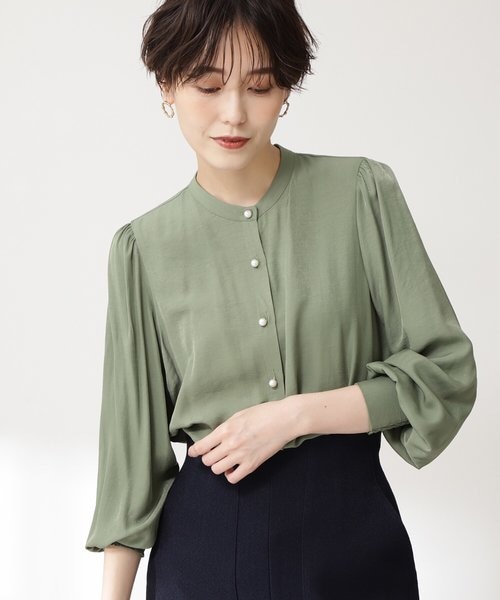 パール釦パフスリーブ長袖ブラウス | N. NATURAL BEAUTY BASIC 