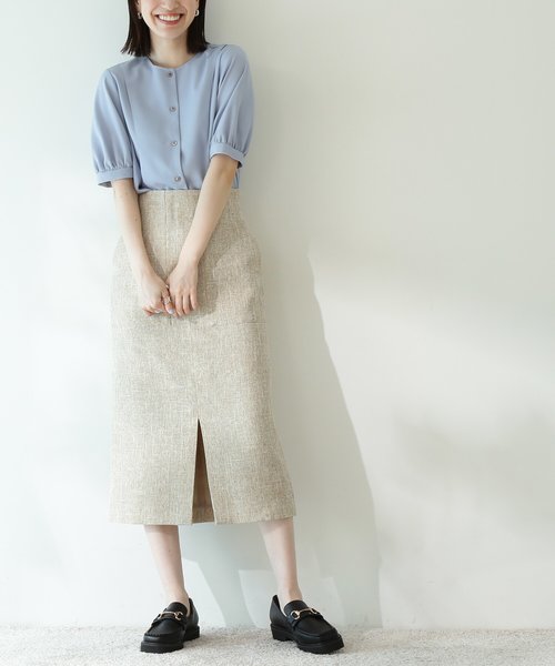 ウォッシャブルツイードポケットタイトスカート《S Size Line》 | N