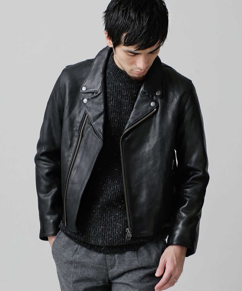 美品 nano universe 別注 shama レザージャケット SHAMA × nano